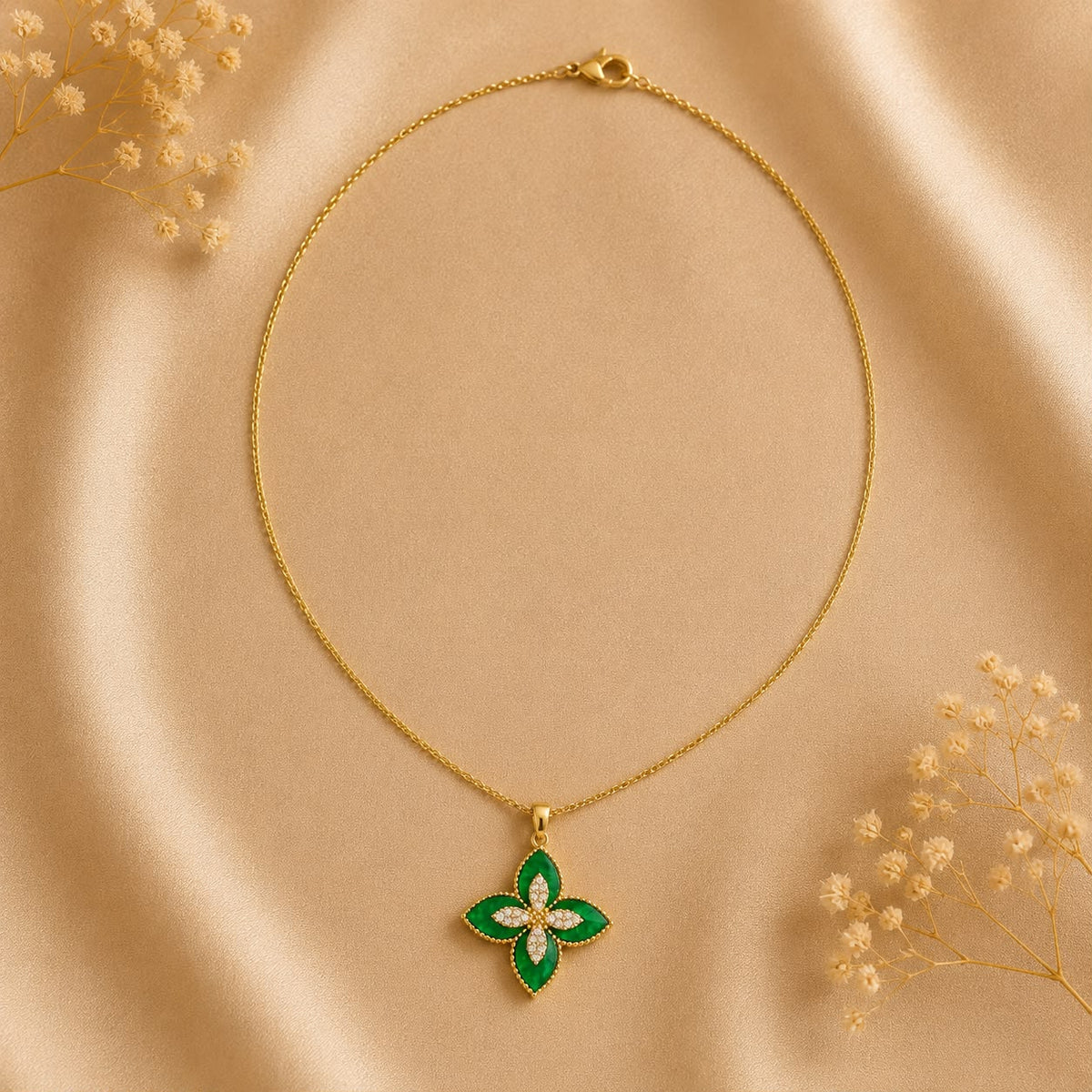 Blüten Halskette Gold – Edelstahl