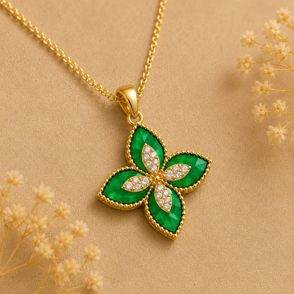 Blüten Halskette Gold – Edelstahl
