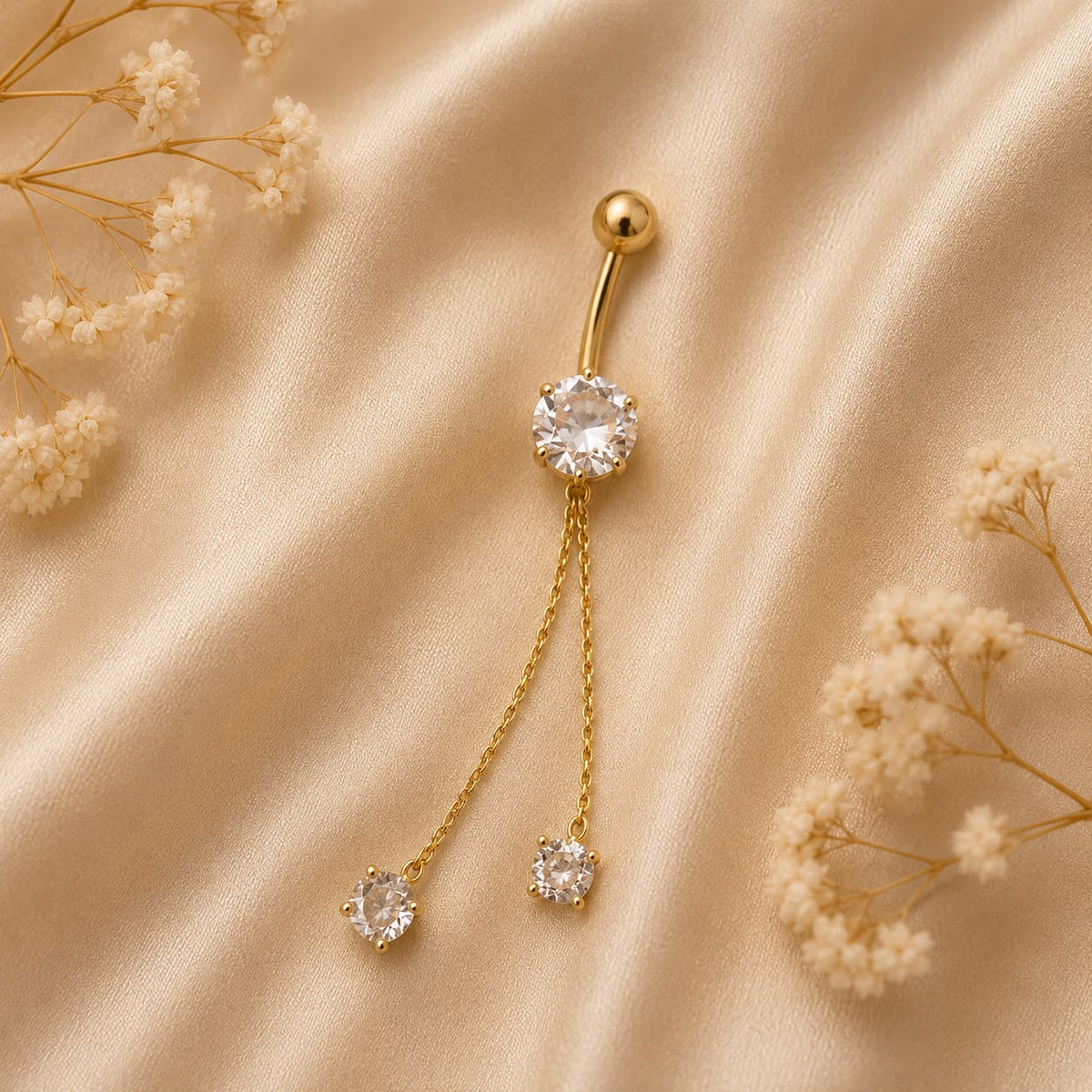 Crystal Drop Bauchnabelpiercing Gold – Edelstahl